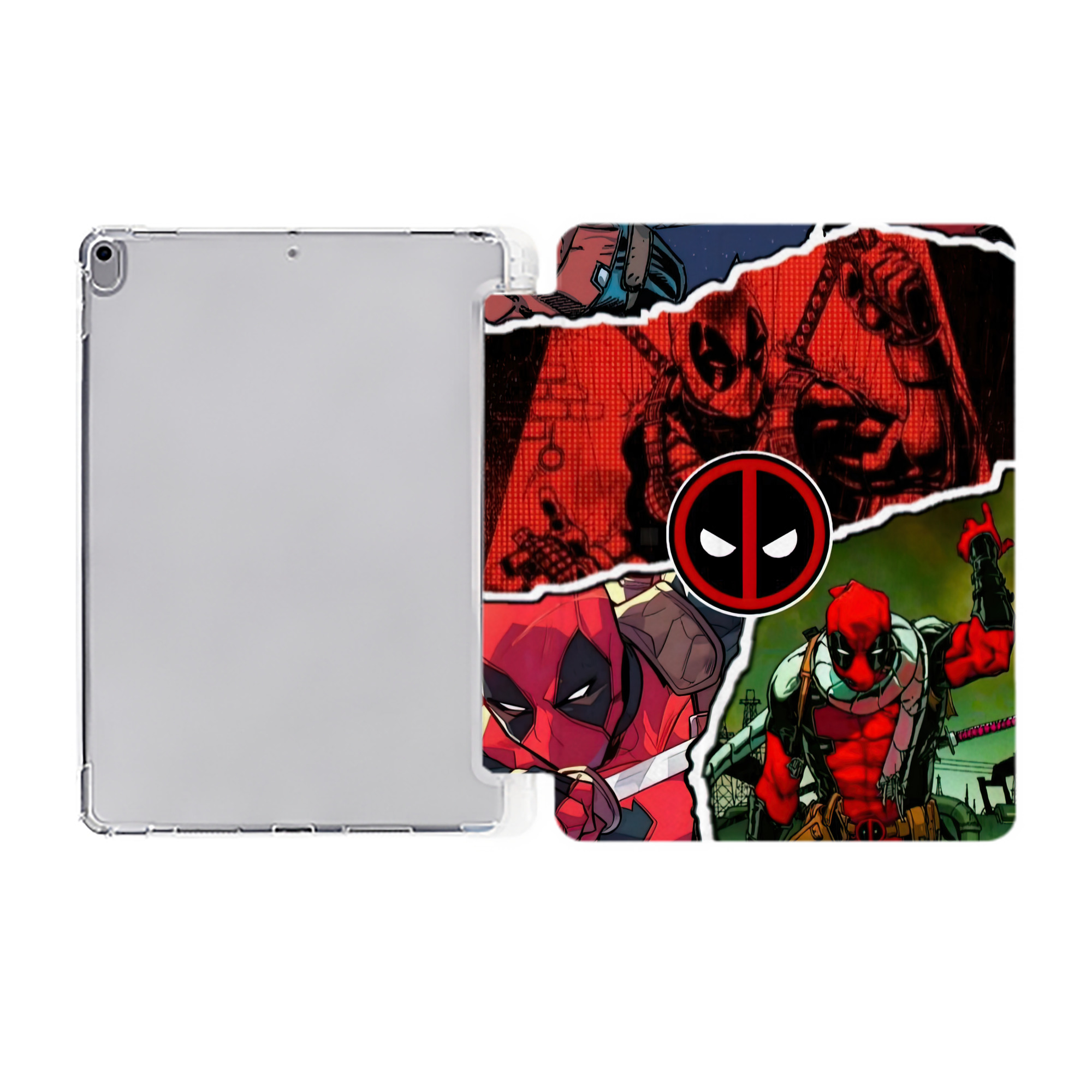 （画像用） Deadpool デッドプール IPad ケース ペン収納付き 三つ折りスタンド PUレザー×シリコン 対応機種9.5/10.5/10.9インチ